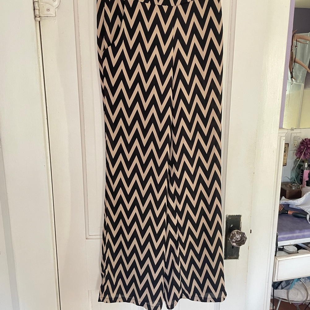 I.N. San Francisco Black and Cream Striped Pants